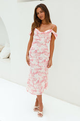 Tropical Vacation Midi Dress Pink